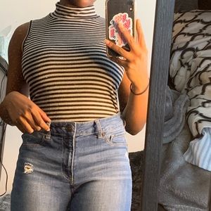 Turtleneck Striped Bodysuit